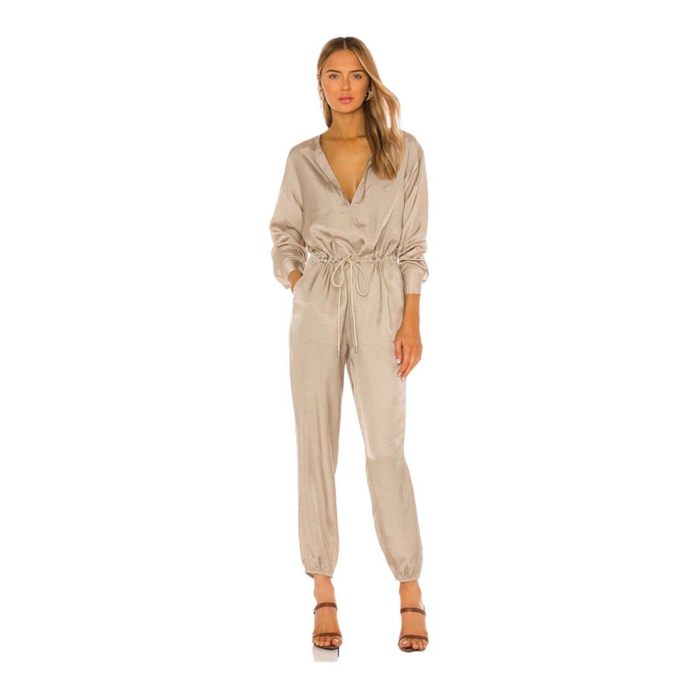 ATM Beige Micro Twill‎ Jogger Jumpsuit Large New